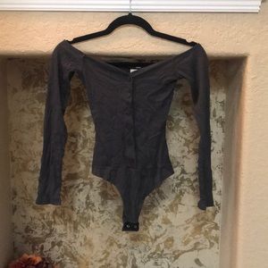 NWT grey button front body suit